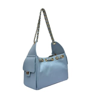 Hobo-Tasche aus Leder – Himmelblau