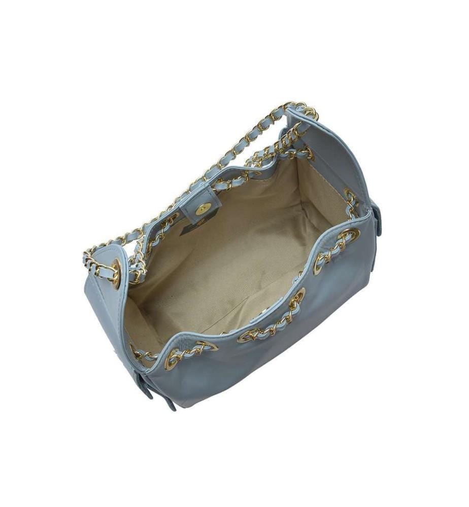 Hobo-Tasche aus Leder – Himmelblau