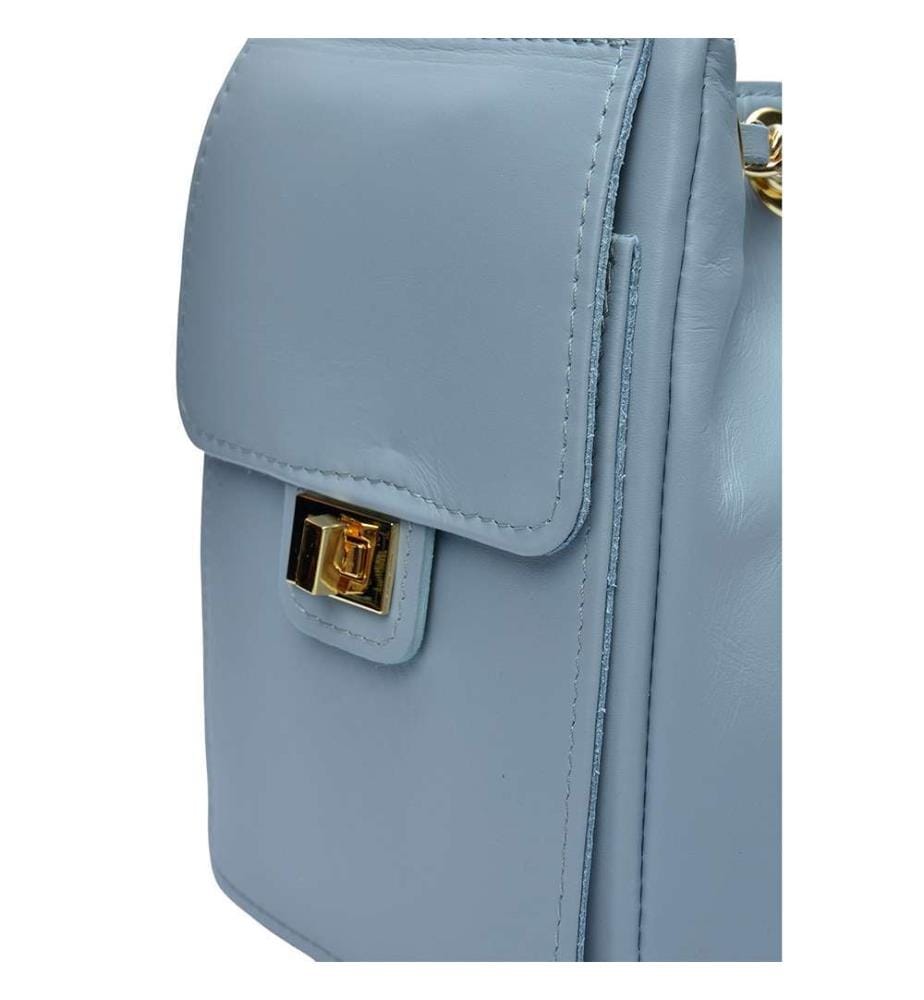 Hobo-Tasche aus Leder – Himmelblau