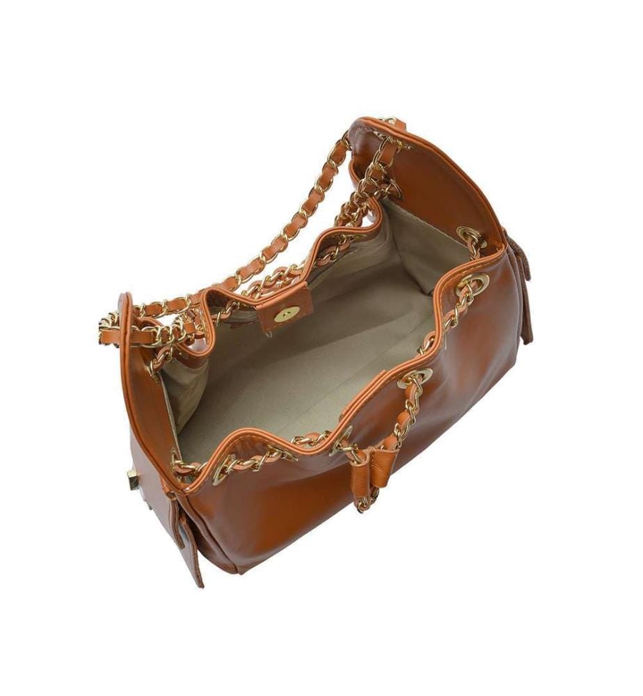 Hobo-Tasche aus Leder – Cognac