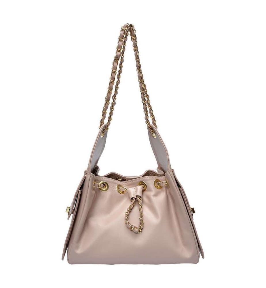 Hobo-Tasche aus Leder – Puder