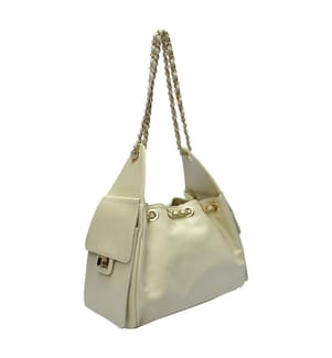 Hobo-Tasche aus Leder – Beige