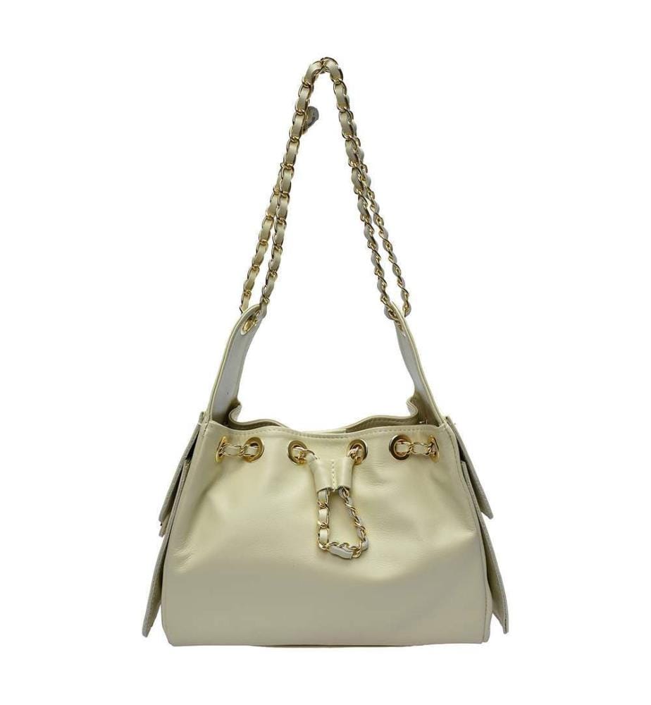 Hobo-Tasche aus Leder – Beige
