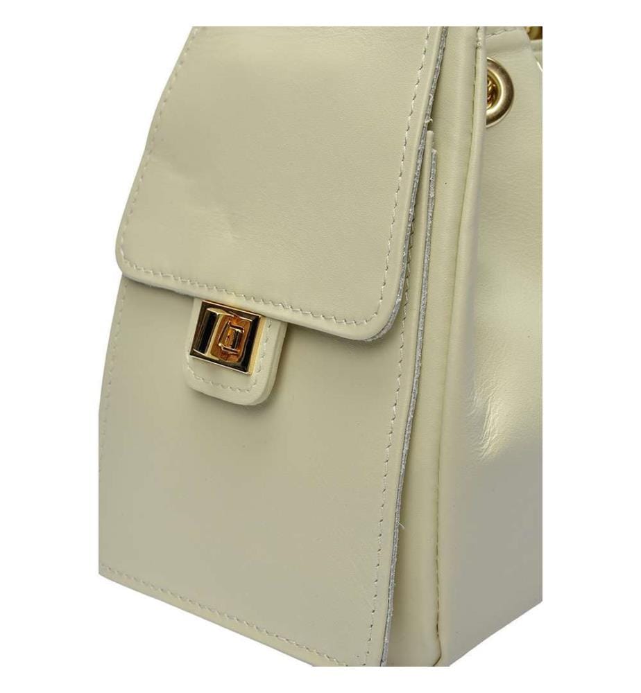 Hobo-Tasche aus Leder – Beige