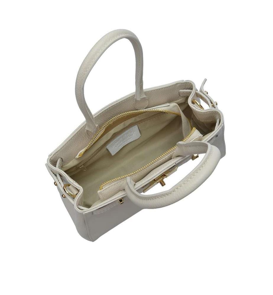 Kleine Einkaufstasche aus Leder – Beige