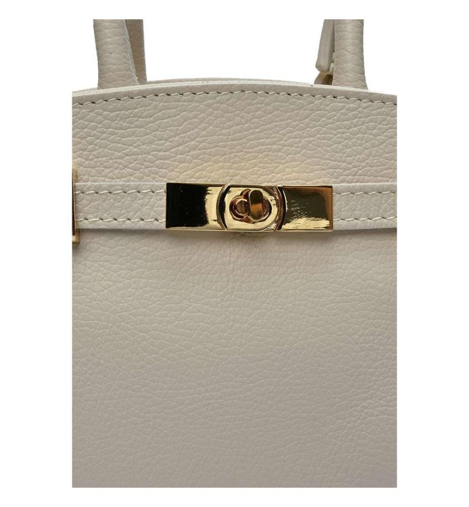 Kleine Einkaufstasche aus Leder – Beige