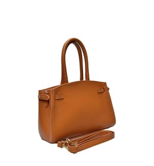 Kleine Einkaufstasche aus Leder – Cognac