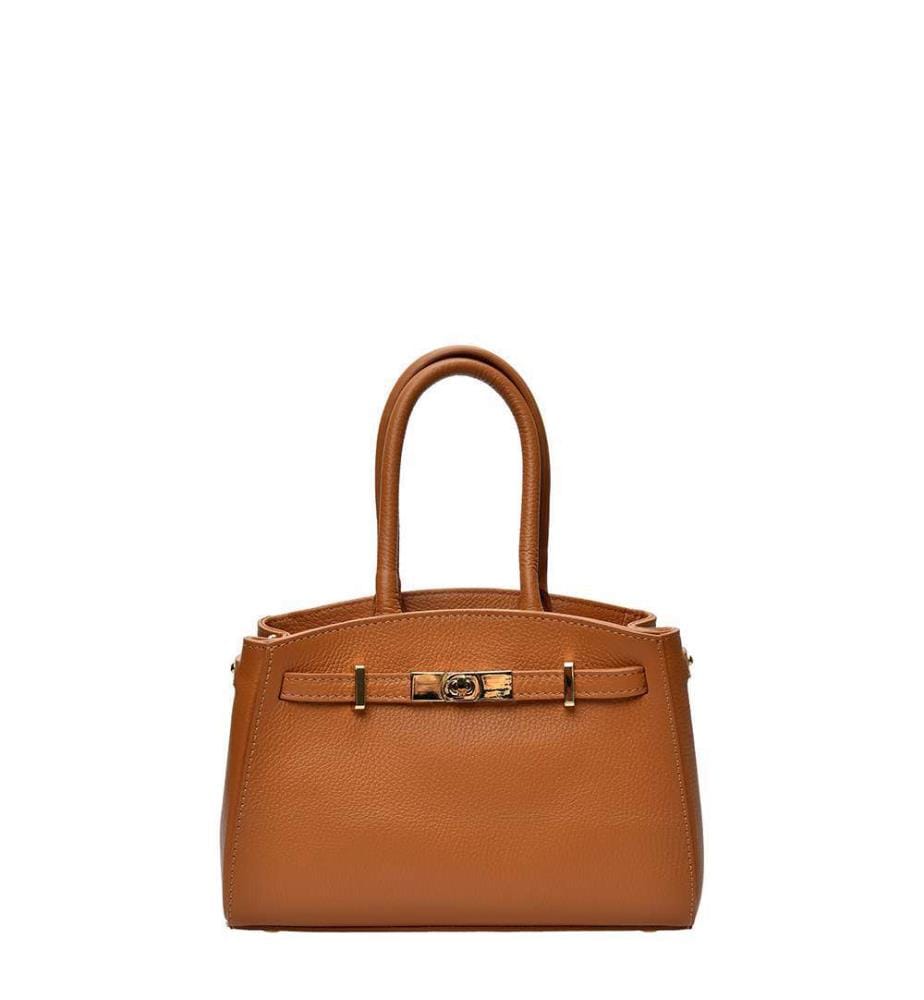 Kleine Einkaufstasche aus Leder – Cognac
