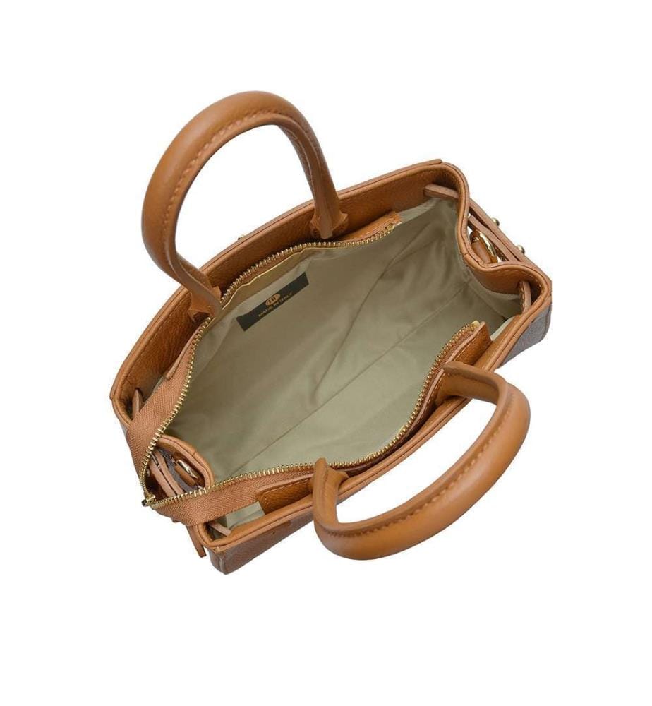 Kleine Einkaufstasche aus Leder – Cognac