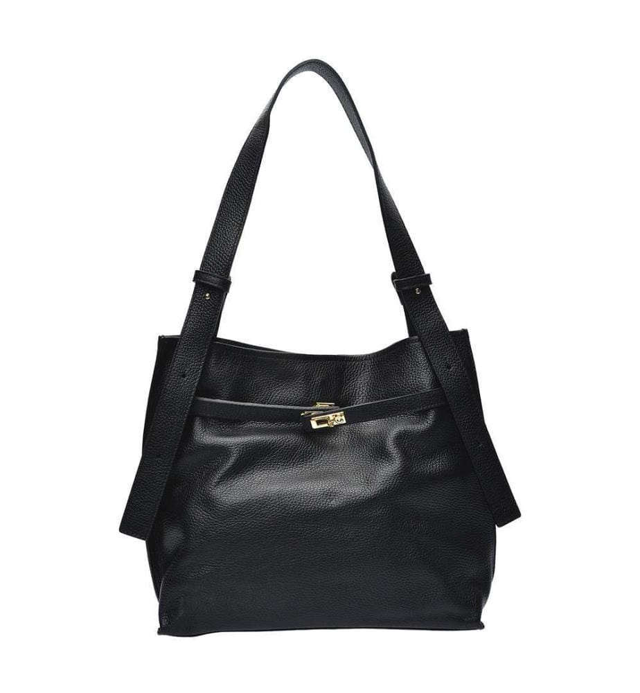 Hobo-Tasche aus Leder – Schwarz