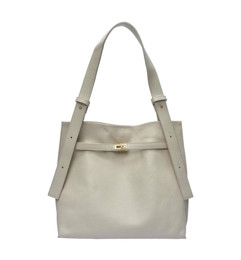 Hobo-Tasche aus Leder – Beige