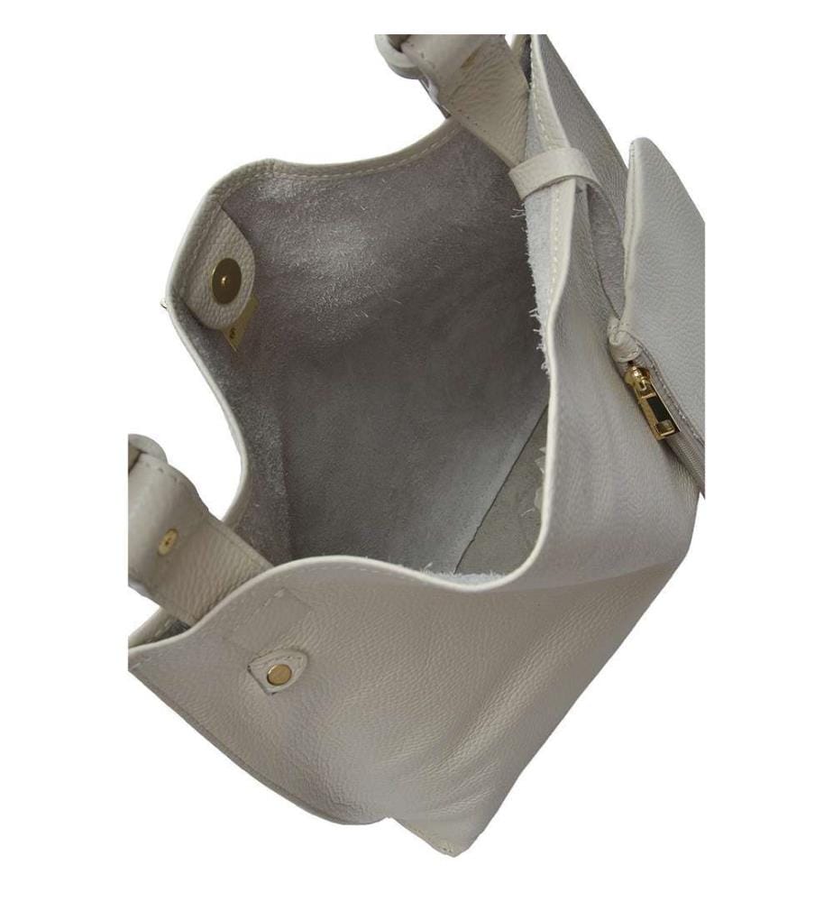 Hobo-Tasche aus Leder – Beige