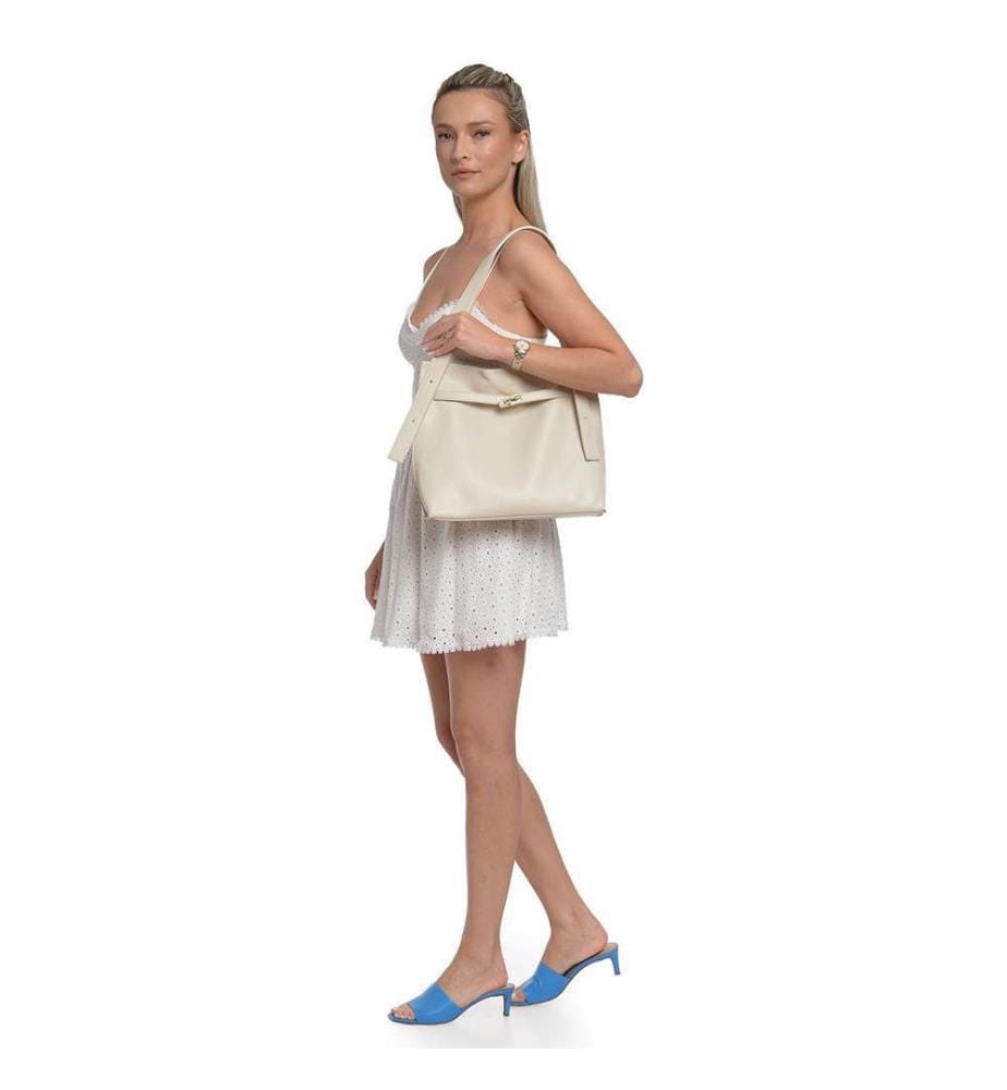 Hobo-Tasche aus Leder – Beige