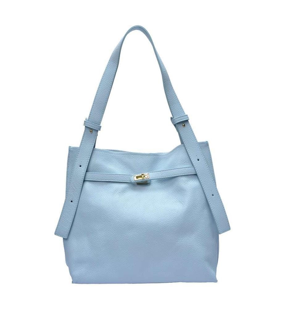 Hobo-Tasche aus Leder – Himmelblau