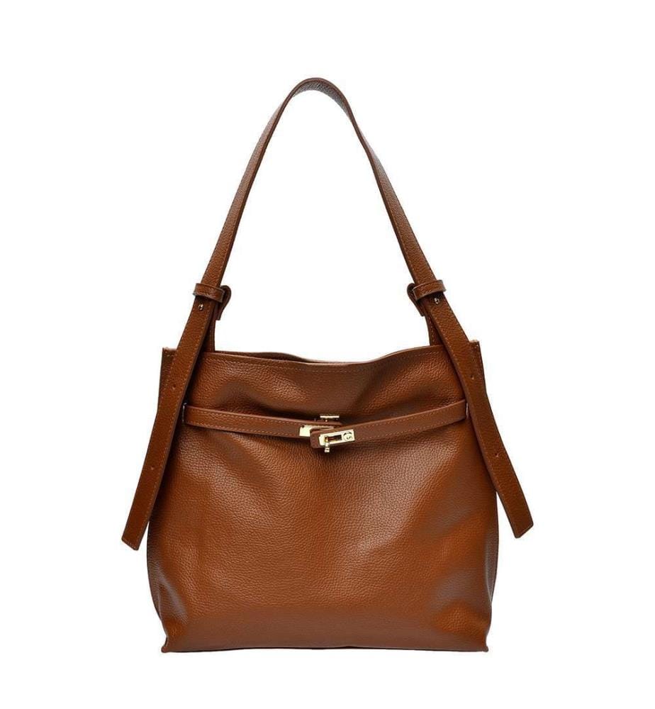 Hobo-Tasche aus Leder – Cognac