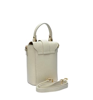 Kleine Beuteltasche aus Leder – Beige