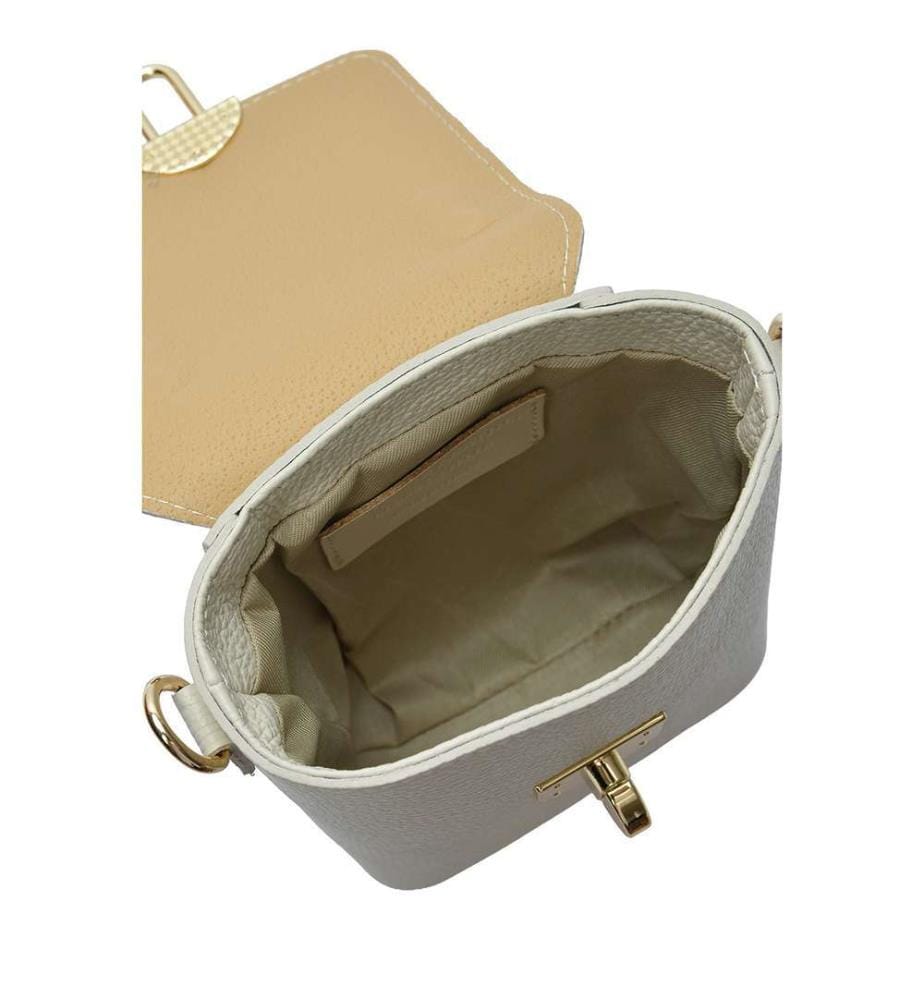 Kleine Beuteltasche aus Leder – Beige