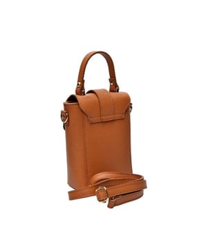 Kleine Beuteltasche aus Leder – Cognac