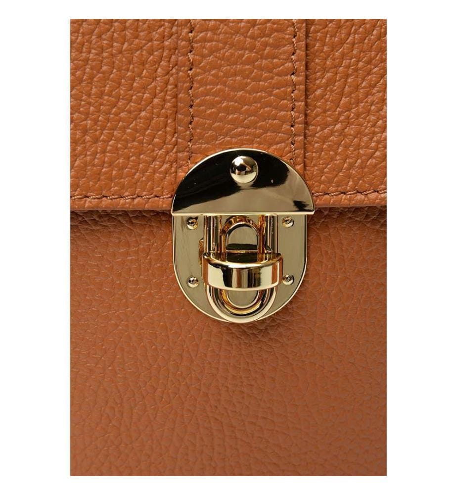 Mini borsa a secchiello in pelle - Cognac
