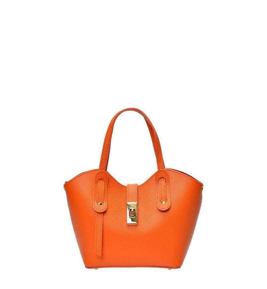 Kleine Einkaufstasche aus Leder – Orange