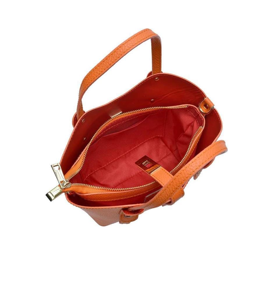 Kleine Einkaufstasche aus Leder – Orange