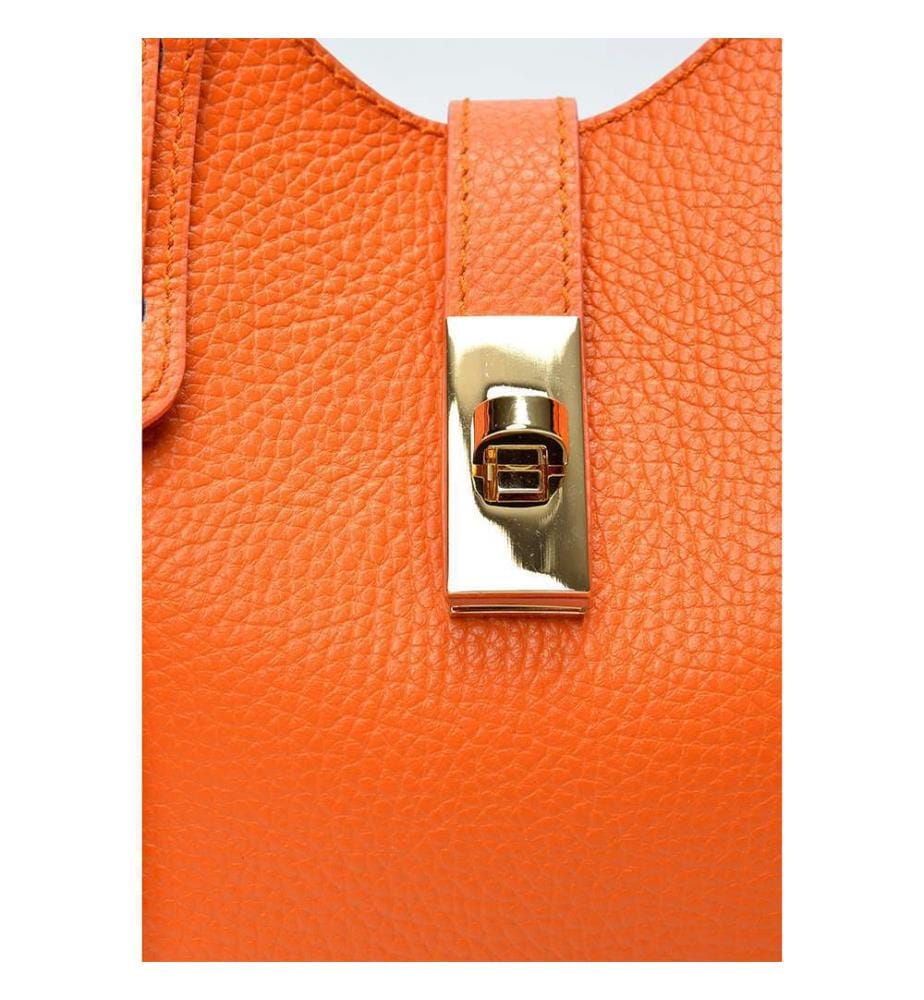 Kleine Einkaufstasche aus Leder – Orange