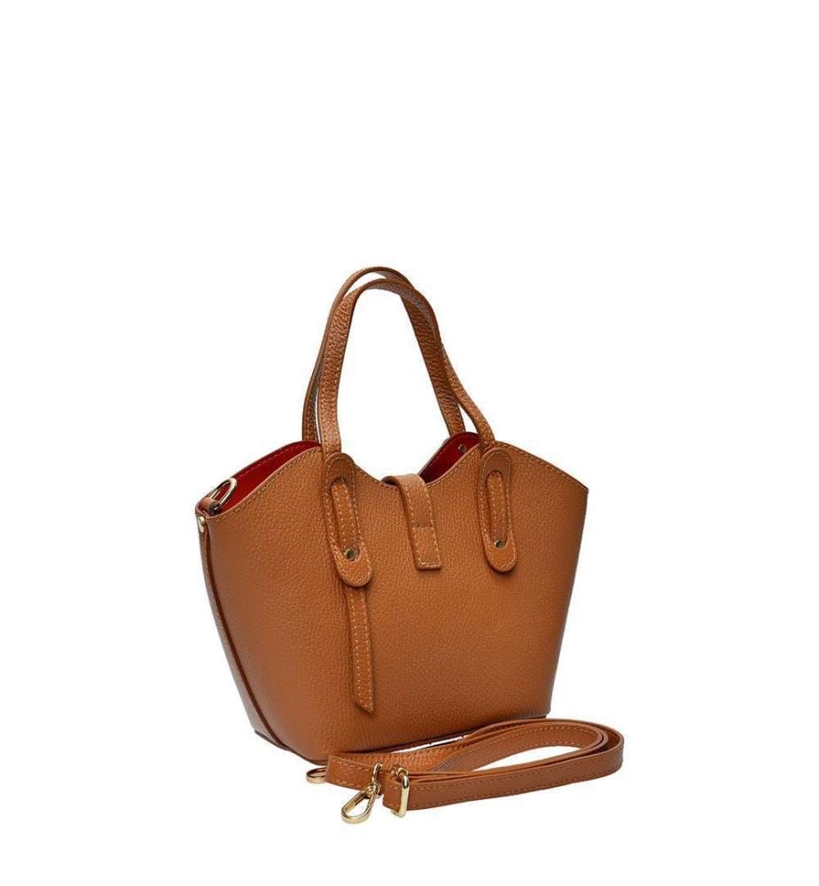 Kleine Einkaufstasche aus Leder – Cognac