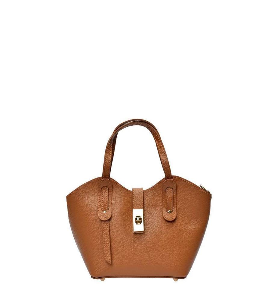Kleine Einkaufstasche aus Leder – Cognac