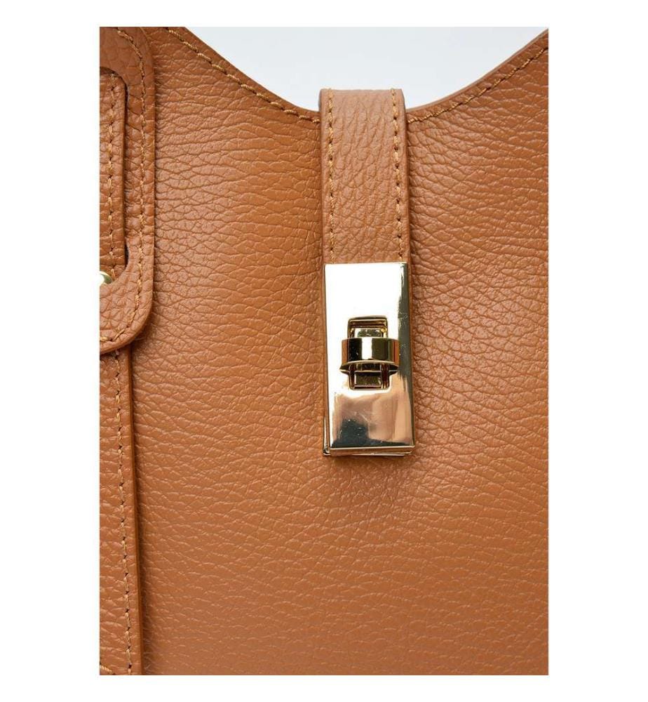 Kleine Einkaufstasche aus Leder – Cognac