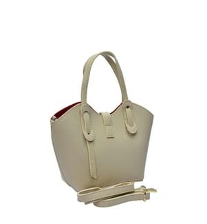 Kleine Einkaufstasche aus Leder – Beige
