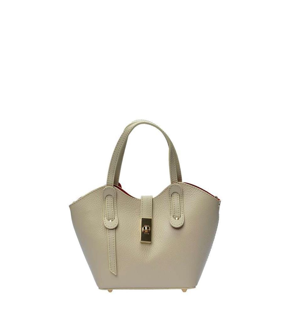 Kleine Einkaufstasche aus Leder – Beige