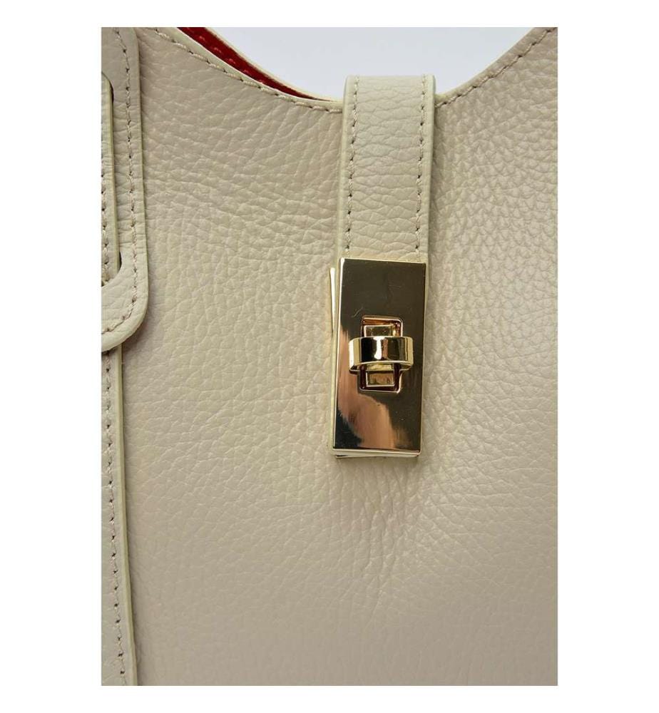 Kleine Einkaufstasche aus Leder – Beige