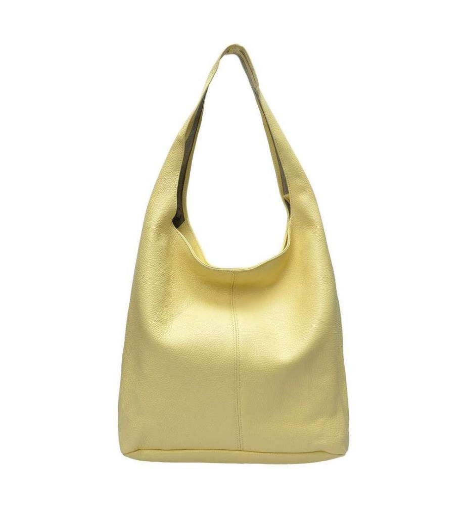 Grosse Hobo-Tasche aus Leder – Gelb