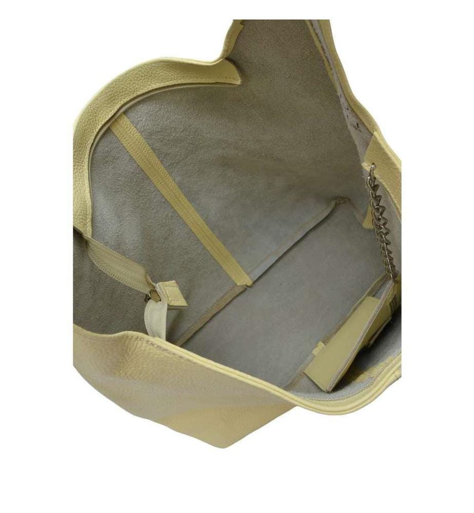 Grosse Hobo-Tasche aus Leder – Gelb