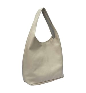 Grosse Hobo-Tasche aus Leder – Beige