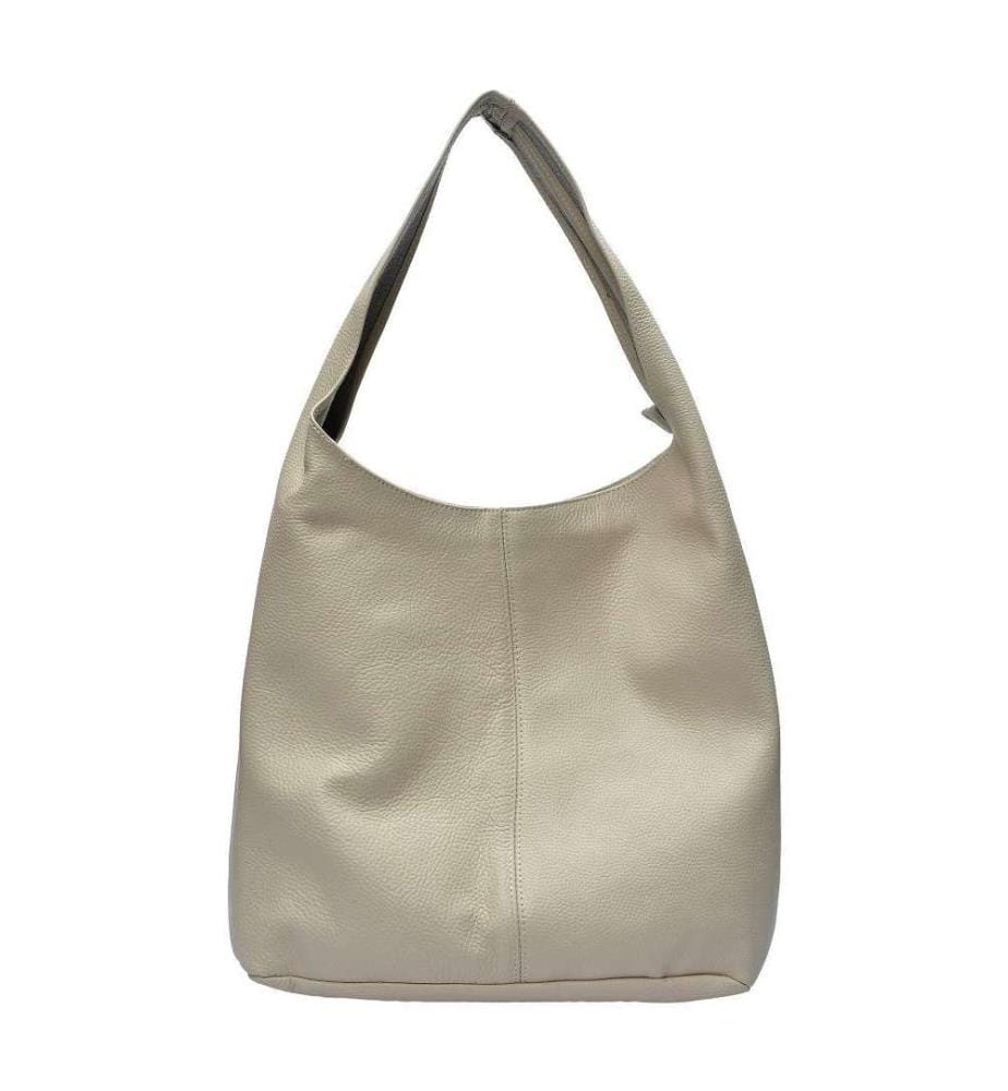 Grosse Hobo-Tasche aus Leder – Beige