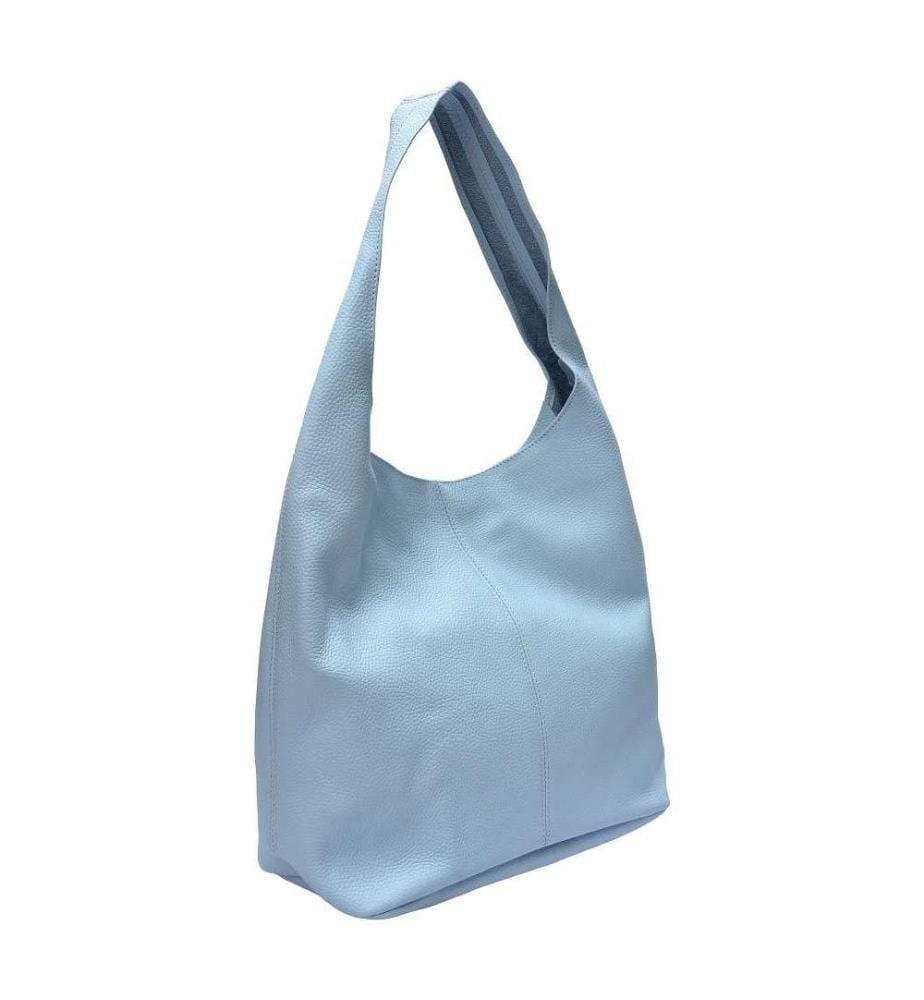 Grosse Hobo-Tasche aus Leder – Himmelblau