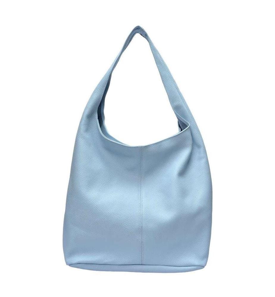 Grosse Hobo-Tasche aus Leder – Himmelblau