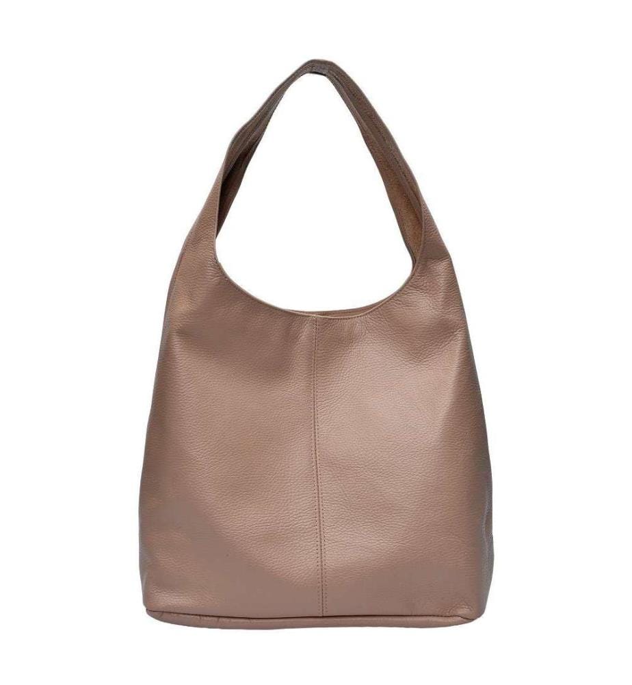 Grosse Hobo-Tasche aus Leder – Puderfarben
