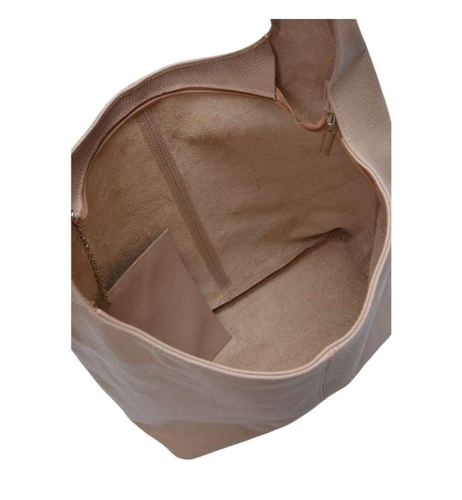 Grosse Hobo-Tasche aus Leder – Puderfarben