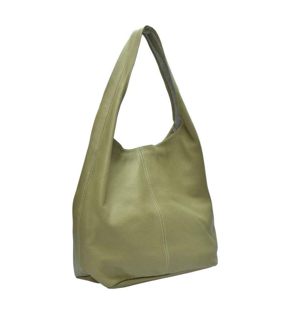 Grosse Hobo-Tasche aus Leder – Pistaziengrün