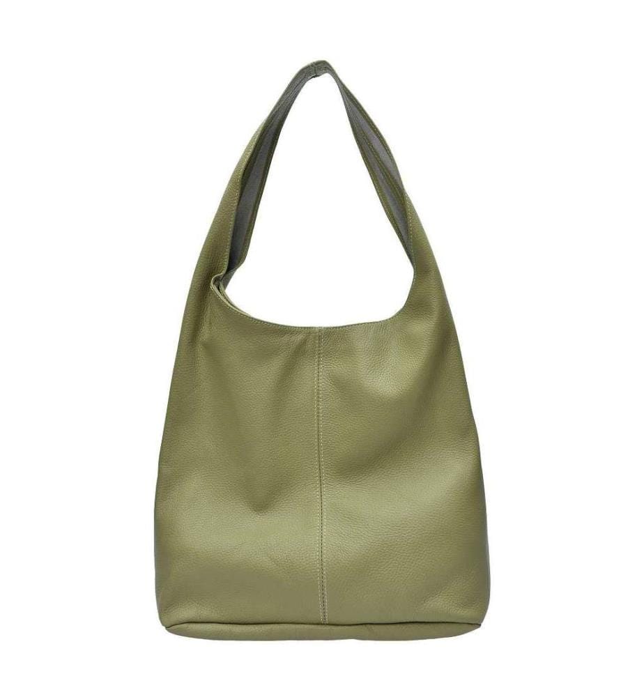 Grosse Hobo-Tasche aus Leder – Pistaziengrün