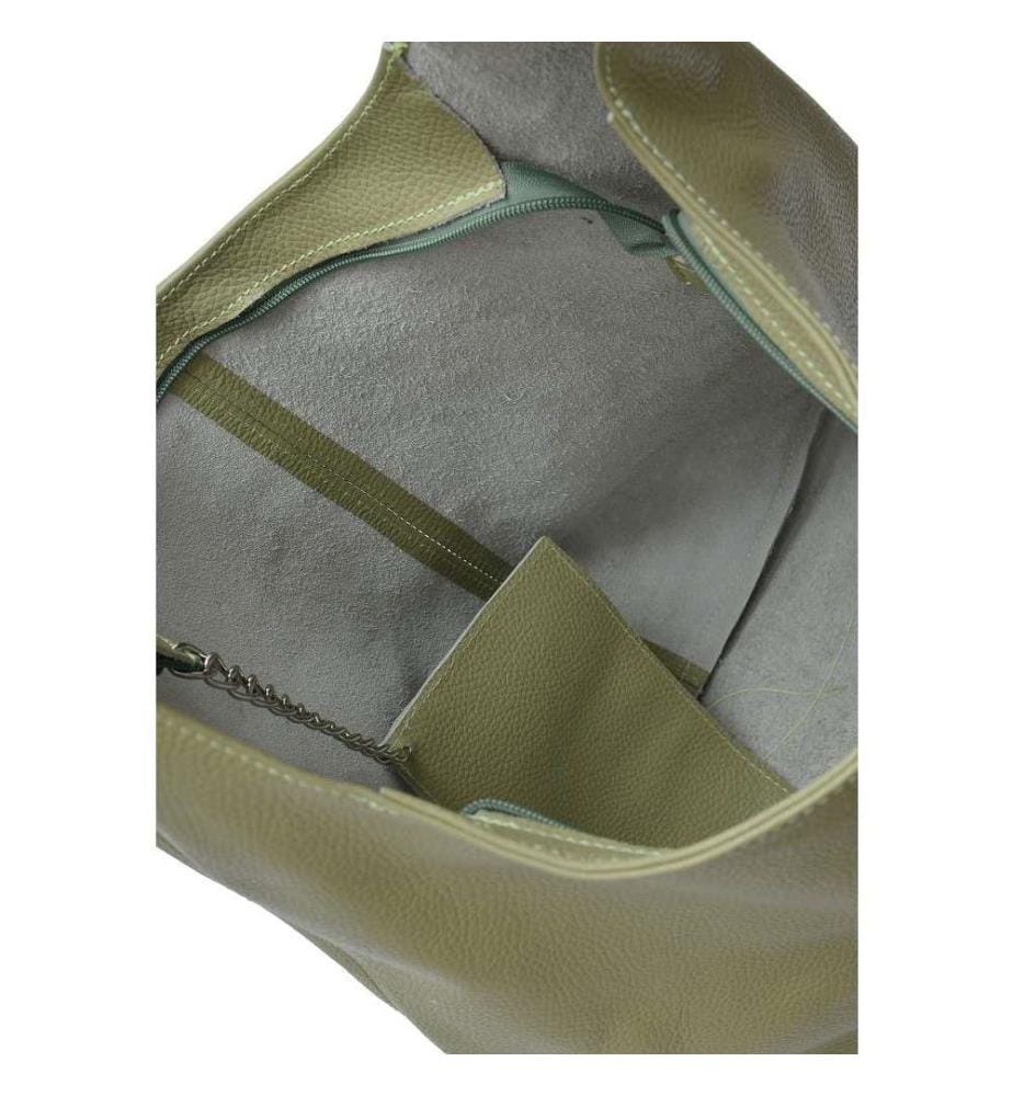 Grosse Hobo-Tasche aus Leder – Pistaziengrün