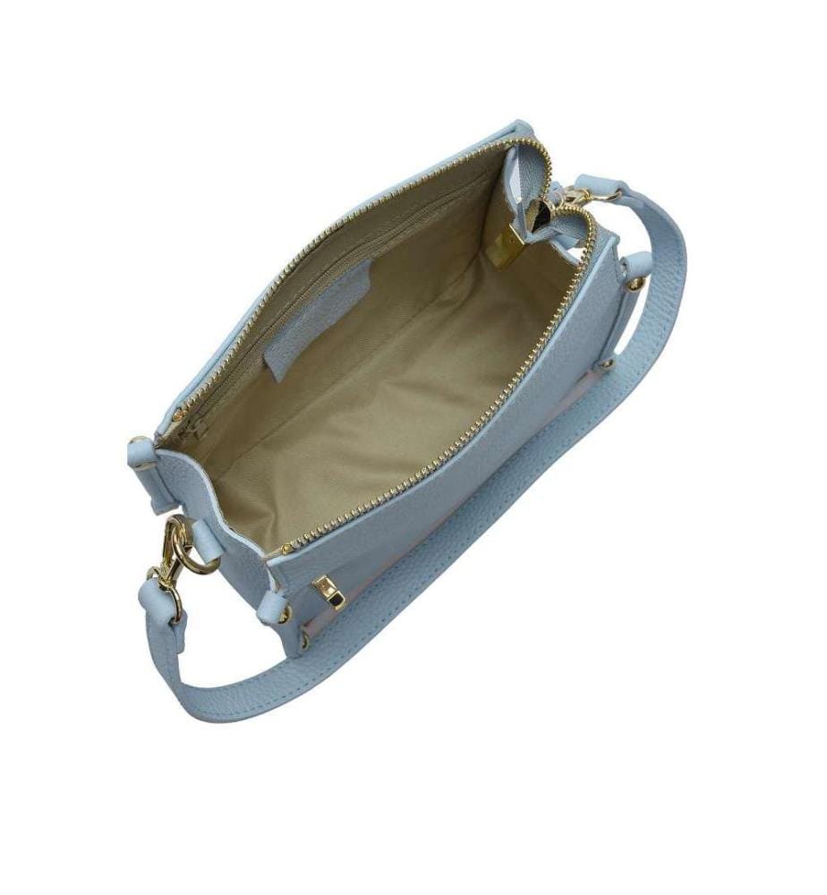 Kleine Lederhandtasche – Himmelblau