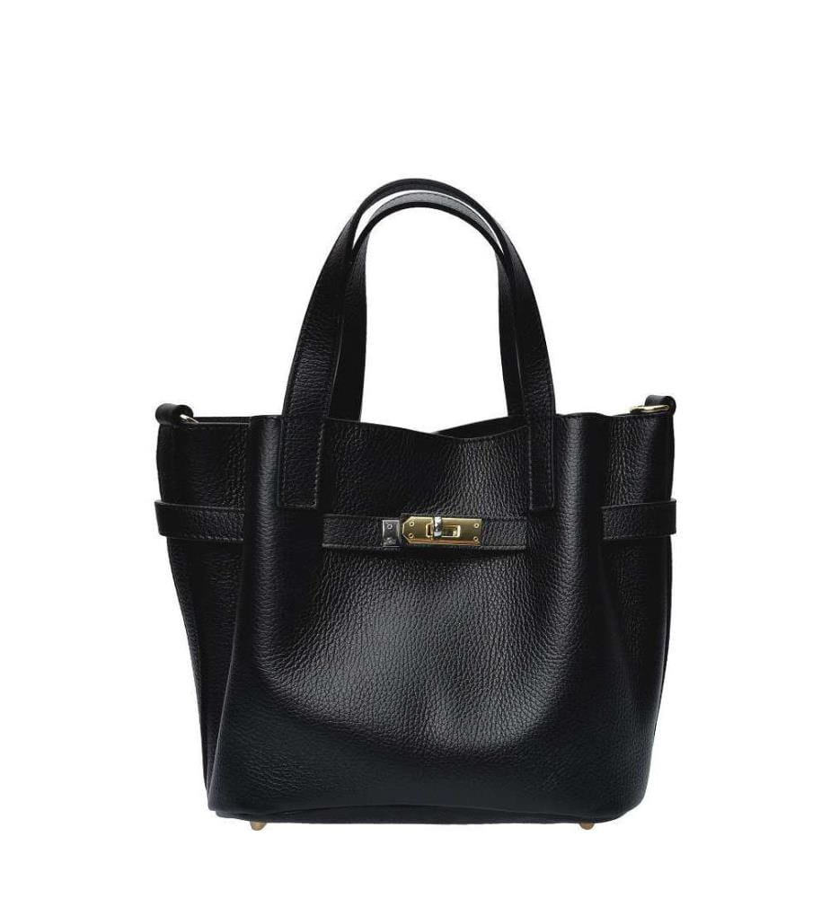 Lederhandtasche – Schwarz
