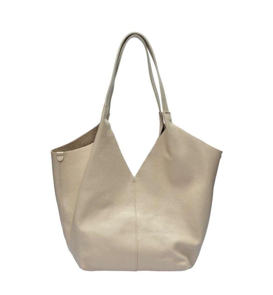 Hobo-Tasche aus Leder – Beige