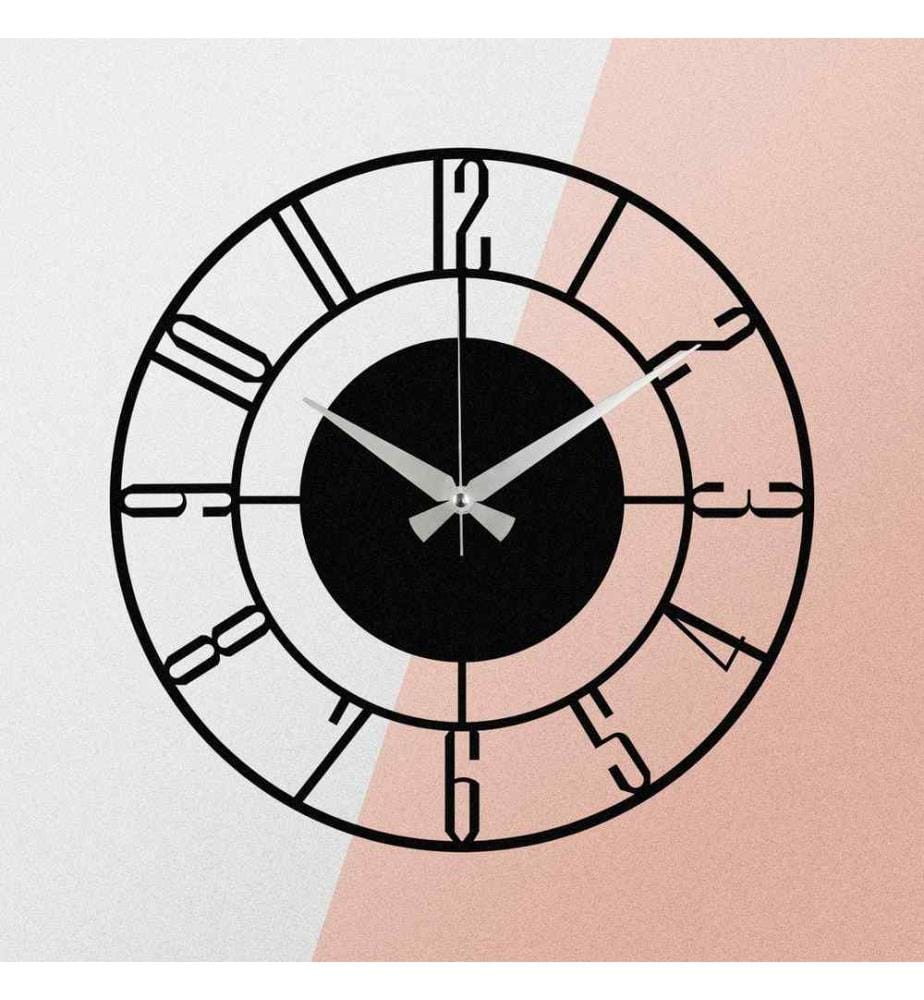 Dekorative Wanduhr aus Metall, Schwarz, Metall
