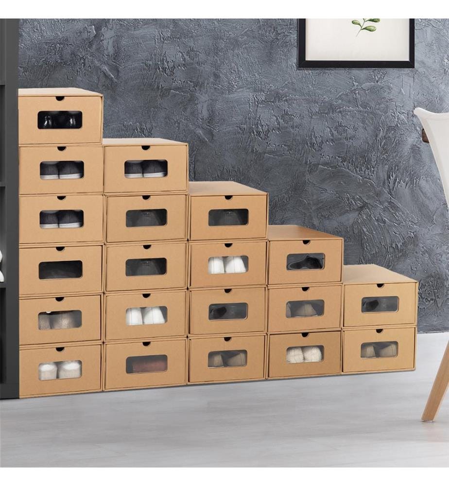 Confezione da 20 scatole portaoggetti per l'artigianato - 35x23,5x13,5cm - marrone chiaro