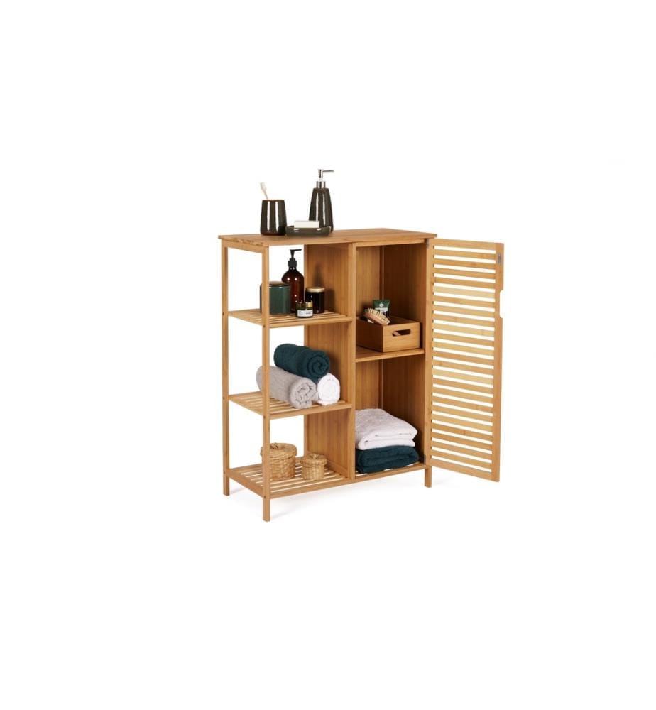 Mobile da bagno Maya a 1 anta in bambù - 66x33x87cm - Marrone
