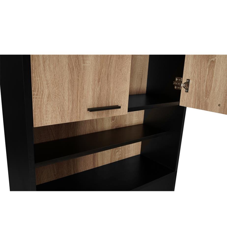 Meuble dessus machine à laver Will 65x24x180cm - Noir et Bois